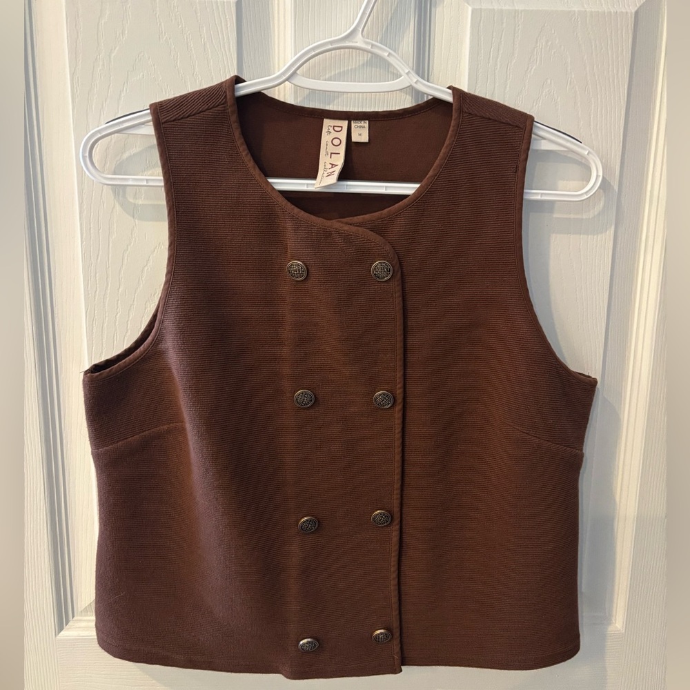 Anthropologie Dolan Brown Double-Breasted Sweater Vest